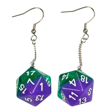 Red & Amber Resin Layered - D20 Earings